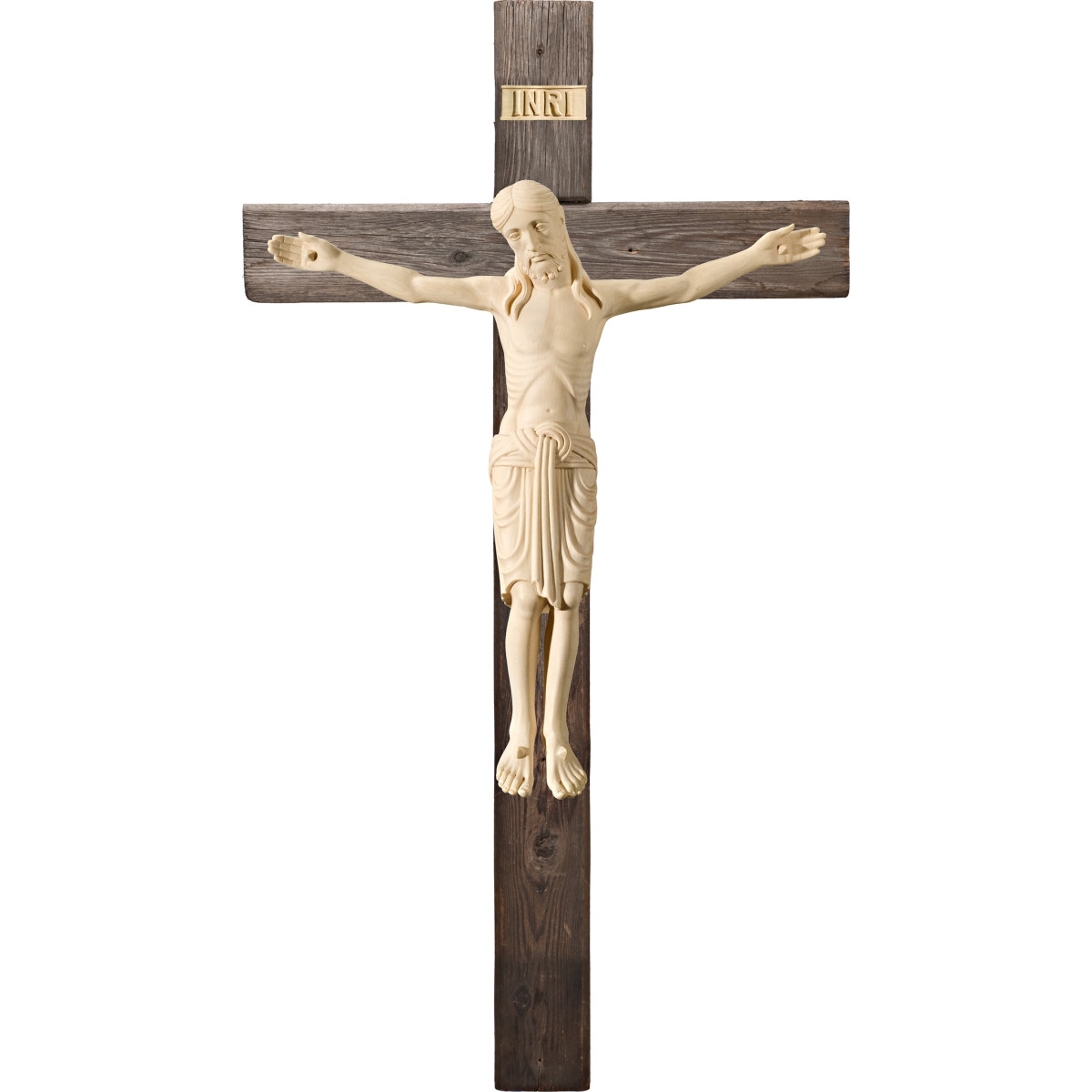 Cristo Románico en cruz Madera vieja